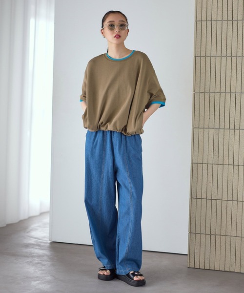 LEPSIM（レプシィム）の「配色リブプルオーバーSS　687249（Tシャツ/カットソー・レディース・グレイッシュベージュ/ブルー/ブラウン/ブラック・FREE）」の18枚目の写真