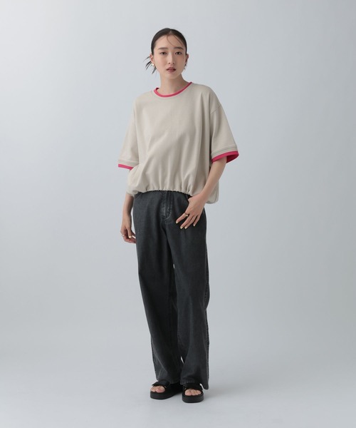 LEPSIM（レプシィム）の「配色リブプルオーバーSS　687249（Tシャツ/カットソー・レディース・グレイッシュベージュ/ブルー/ブラウン/ブラック・FREE）」の5枚目の写真