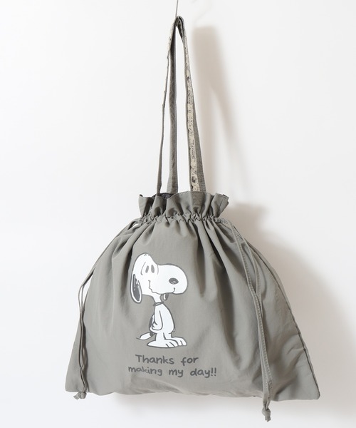 FUNALIVE(ファンアライブ)の「SNOOPY スヌーピー 巾着トートバッグ 肩掛け(トートバッグ・レディース・ブラック/ライトグレー・FREE)」の11枚目の写真