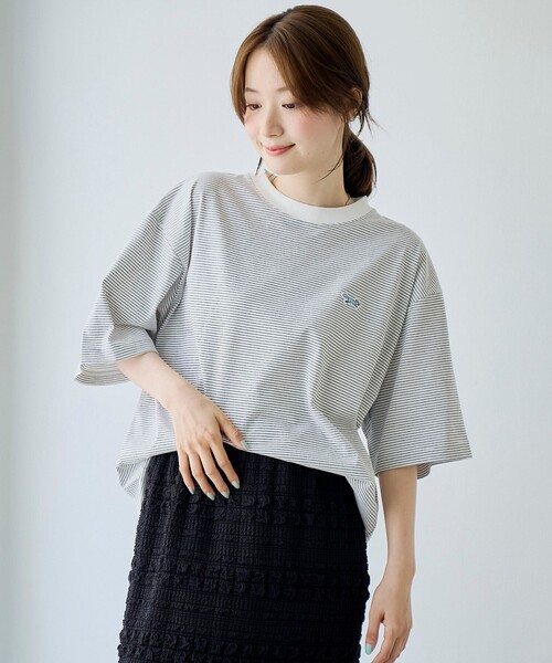 PENNEYS（ぺニーズ）の「【UVカット・接触冷感・吸水速乾・遮熱性】Penneys × WELLTECT  別注細ボーダーTシャツ（Tシャツ/カットソー・メンズ・ホワイト/ブラック・S/M/L/XL）」の22枚目の写真
