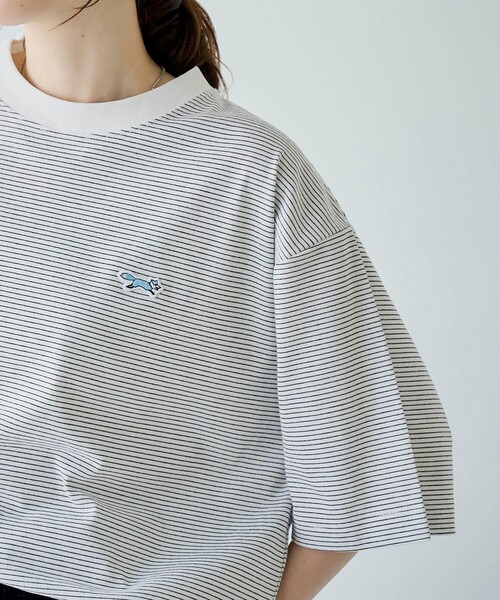 PENNEYS（ぺニーズ）の「【UVカット・接触冷感・吸水速乾・遮熱性】Penneys × WELLTECT  別注細ボーダーTシャツ（Tシャツ/カットソー・メンズ・ホワイト/ブラック・S/M/L/XL）」の19枚目の写真