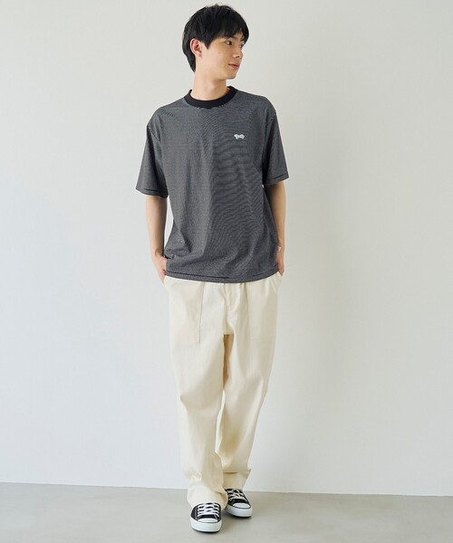 PENNEYS（ぺニーズ）の「【UVカット・接触冷感・吸水速乾・遮熱性】Penneys × WELLTECT  別注細ボーダーTシャツ（Tシャツ/カットソー・メンズ・ホワイト/ブラック・S/M/L/XL）」の16枚目の写真