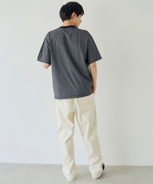 PENNEYS（ぺニーズ）の「【UVカット・接触冷感・吸水速乾・遮熱性】Penneys × WELLTECT  別注細ボーダーTシャツ（Tシャツ/カットソー・メンズ・ホワイト/ブラック・S/M/L/XL）」の15枚目の写真