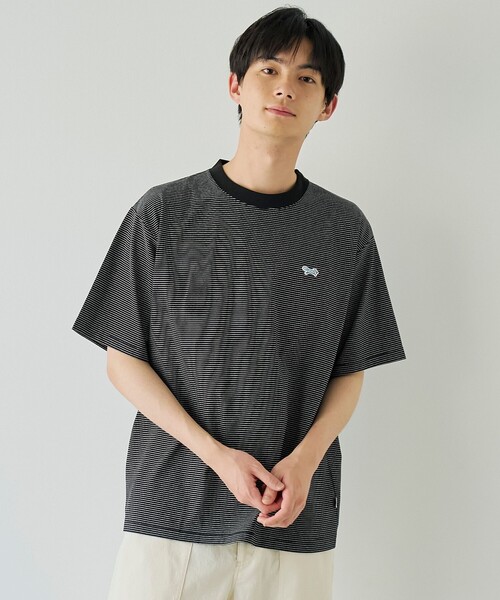 PENNEYS（ぺニーズ）の「【UVカット・接触冷感・吸水速乾・遮熱性】Penneys × WELLTECT  別注細ボーダーTシャツ（Tシャツ/カットソー・メンズ・ホワイト/ブラック・S/M/L/XL）」の14枚目の写真