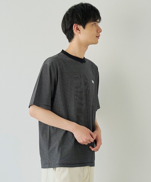 PENNEYS（ぺニーズ）の「【UVカット・接触冷感・吸水速乾・遮熱性】Penneys × WELLTECT  別注細ボーダーTシャツ（Tシャツ/カットソー・メンズ・ホワイト/ブラック・S/M/L/XL）」の13枚目の写真