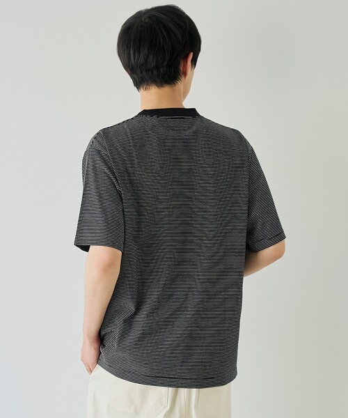 PENNEYS（ぺニーズ）の「【UVカット・接触冷感・吸水速乾・遮熱性】Penneys × WELLTECT  別注細ボーダーTシャツ（Tシャツ/カットソー・メンズ・ホワイト/ブラック・S/M/L/XL）」の12枚目の写真