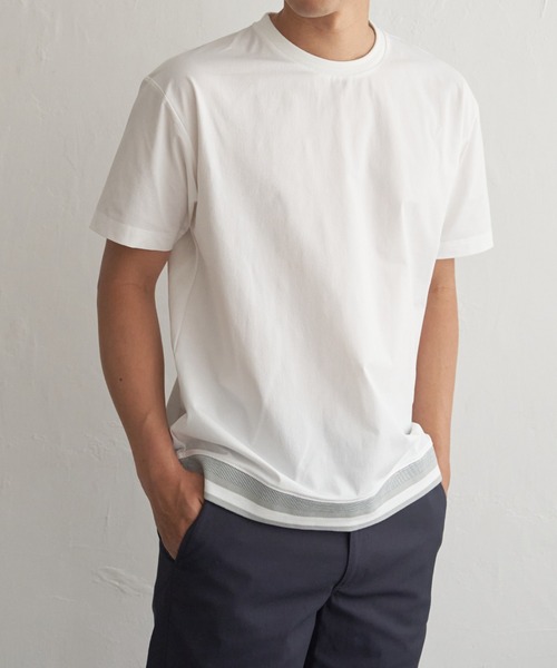 ikka(イッカ)の「冷感DRYジョーゼットリブTシャツ(Tシャツ/カットソー・メンズ・グリーン/グレイッシュベージュ/ネイビー/ホワイト/チャコール・XL/L/M/S)」の1枚目の写真
