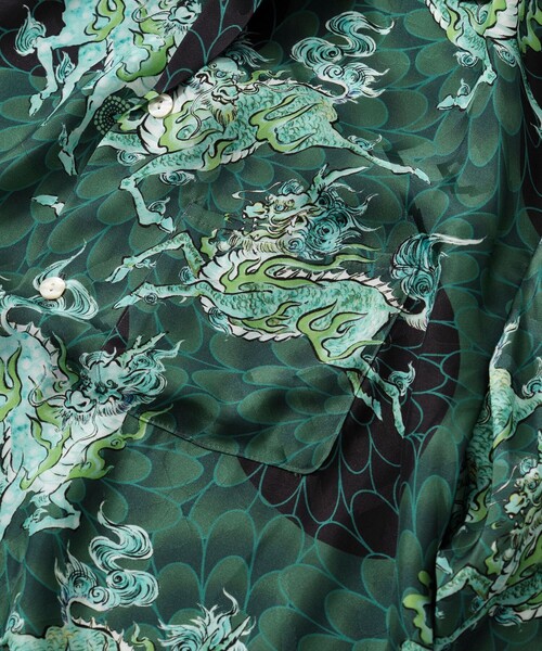 NIPOALOHA（ニポアロハ）の「【NIPOALOHA/二ポアロハ】SILK CUPRO SHORT SLEEVE ALOHA SHIRT（シャツ/ブラウス・メンズ・グリーン・L/M/S）」の2枚目の写真