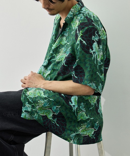 NIPOALOHA（ニポアロハ）の「【NIPOALOHA/二ポアロハ】SILK CUPRO SHORT SLEEVE ALOHA SHIRT（シャツ/ブラウス・メンズ・グリーン・L/M/S）」の7枚目の写真