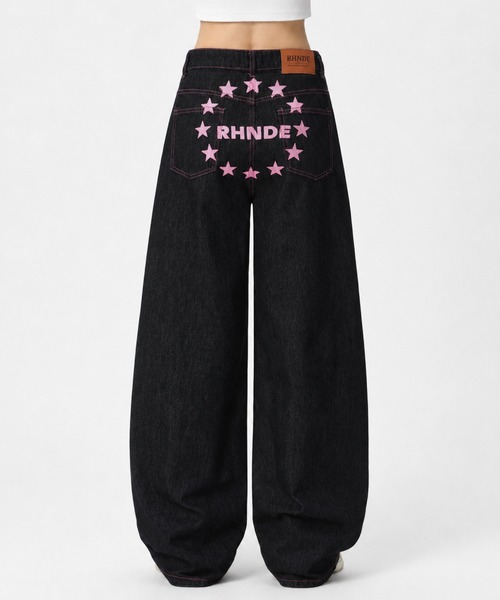 mushwear(マッシュウェア)の「ピンクステッチデニムパンツ(デニムパンツ・メンズ・ブラック・SMALL/MEDIUM/LARGE)」の1枚目の写真