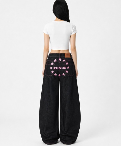 mushwear(マッシュウェア)の「ピンクステッチデニムパンツ(デニムパンツ・メンズ・ブラック・SMALL/MEDIUM/LARGE)」の4枚目の写真