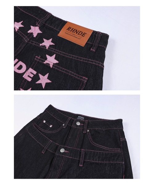 mushwear(マッシュウェア)の「ピンクステッチデニムパンツ(デニムパンツ・メンズ・ブラック・SMALL/MEDIUM/LARGE)」の6枚目の写真