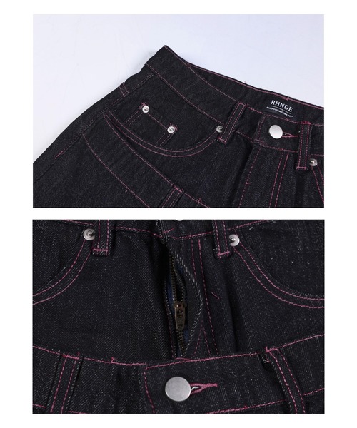mushwear(マッシュウェア)の「ピンクステッチデニムパンツ(デニムパンツ・メンズ・ブラック・SMALL/MEDIUM/LARGE)」の7枚目の写真