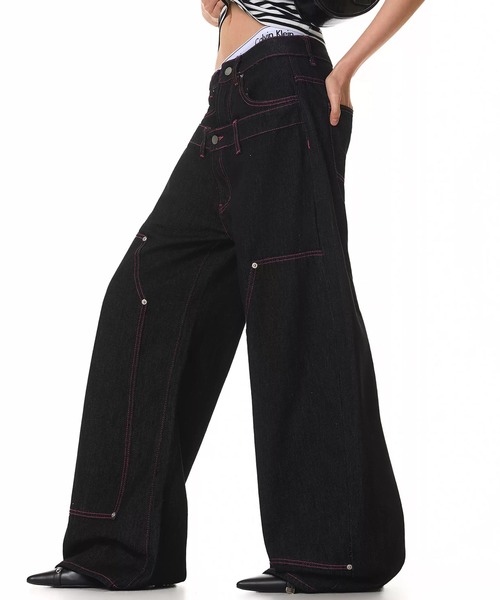 mushwear(マッシュウェア)の「ピンクステッチデニムパンツ(デニムパンツ・メンズ・ブラック・SMALL/MEDIUM/LARGE)」の10枚目の写真