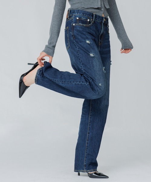 SENEE(セニー)の「vintage straight low waist denim(ビンテージストレートローウエストデニム)(デニムパンツ・レディース・ブルー/インディゴブルー・MEDIUM/SMALL/LARGE)」の4枚目の写真