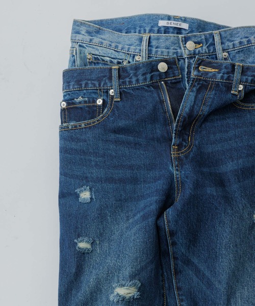 SENEE(セニー)の「vintage straight low waist denim(ビンテージストレートローウエストデニム)(デニムパンツ・レディース・ブルー/インディゴブルー・MEDIUM/SMALL/LARGE)」の3枚目の写真