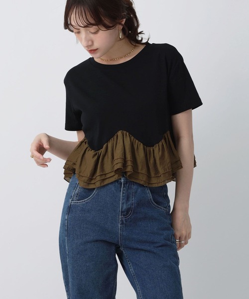 NOAHL(ノアル)の「【NOAHL】ラウンド切替フリルドッキングTシャツ(Tシャツ/カットソー・レディース・クリーム/ブラック/グレー・FREE)」の22枚目の写真