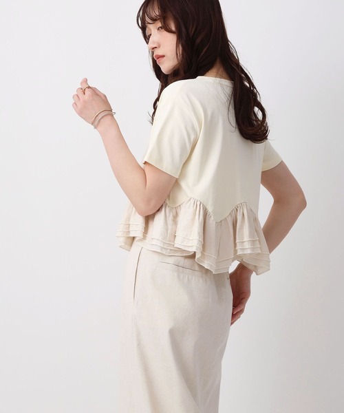 NOAHL(ノアル)の「【NOAHL】ラウンド切替フリルドッキングTシャツ(Tシャツ/カットソー・レディース・クリーム/ブラック/グレー・FREE)」の5枚目の写真