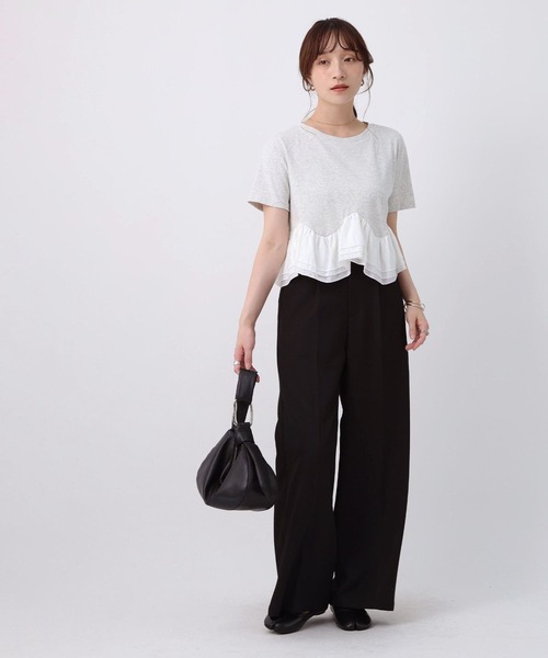 NOAHL(ノアル)の「【NOAHL】ラウンド切替フリルドッキングTシャツ(Tシャツ/カットソー・レディース・クリーム/ブラック/グレー・FREE)」の15枚目の写真