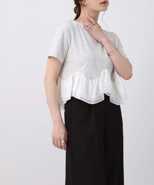 NOAHL(ノアル)の「【NOAHL】ラウンド切替フリルドッキングTシャツ(Tシャツ/カットソー・レディース・クリーム/ブラック/グレー・FREE)」の19枚目の写真