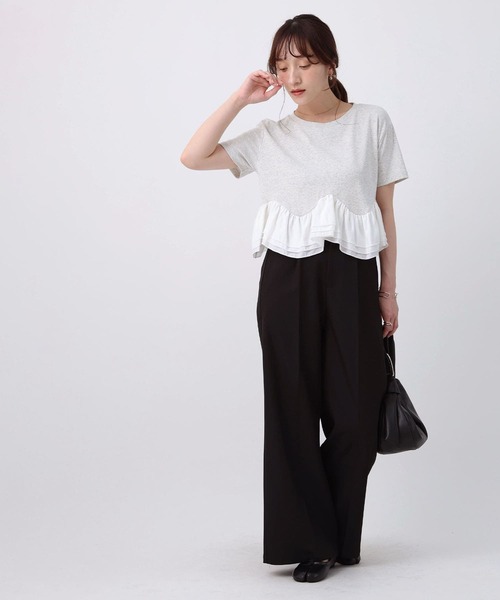 NOAHL(ノアル)の「【NOAHL】ラウンド切替フリルドッキングTシャツ(Tシャツ/カットソー・レディース・クリーム/ブラック/グレー・FREE)」の20枚目の写真