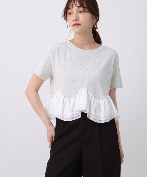 NOAHL(ノアル)の「【NOAHL】ラウンド切替フリルドッキングTシャツ(Tシャツ/カットソー・レディース・クリーム/ブラック/グレー・FREE)」の13枚目の写真