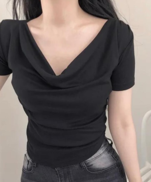 semplice(センプリチェ)の「Tシャツ【韓国ファッション】(Tシャツ/カットソー・レディース・ブラック/ホワイト・F)」の3枚目の写真