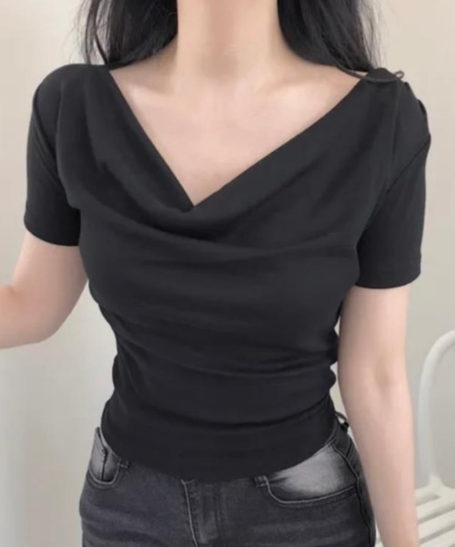 semplice(センプリチェ)の「Tシャツ【韓国ファッション】(Tシャツ/カットソー・レディース・ブラック/ホワイト・F)」の4枚目の写真
