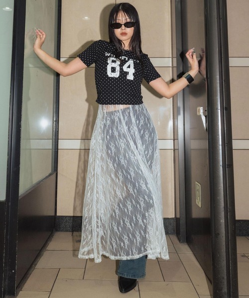 ANAP(アナップ)の「ドット柄 サイドギャザー ナンバリング Tシャツ(Tシャツ/カットソー・レディース・ブラック/オフホワイト/グレー・F)」の16枚目の写真