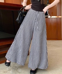 チェック柄 バルーン ワイドパンツ