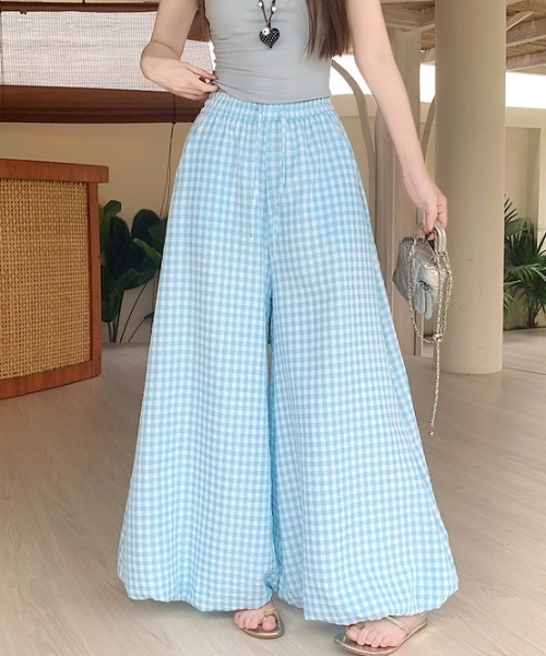AMAJI（アマジ）の「チェック柄 バルーン ワイドパンツ（その他パンツ・レディース・イエロー/ライトピンク/ライトブルー/ブラック/レッド・LARGE/X-LARGE/XX-LARGE）」の10枚目の写真