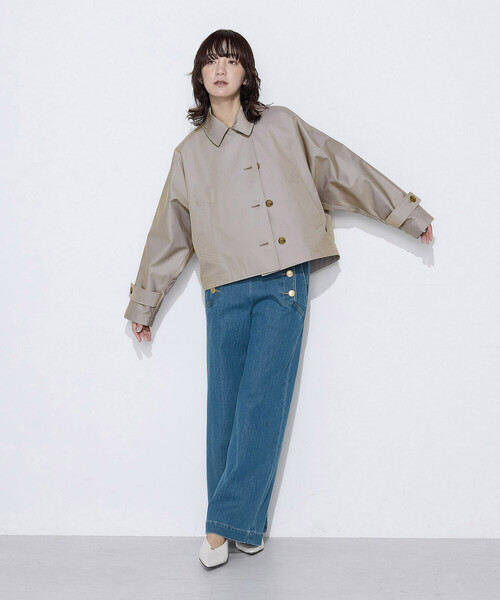 COMME CA Wardrobe(コムサワードローブ)の「〔 +サイズ 〕 綿ポリエステルギャバ トレンチコート(ブルゾン・レディース・カーキ・13号)」の6枚目の写真
