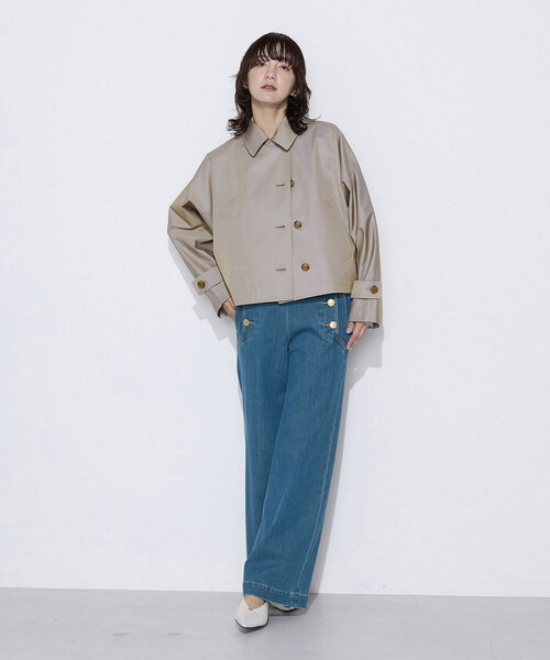COMME CA Wardrobe(コムサワードローブ)の「〔 +サイズ 〕 綿ポリエステルギャバ トレンチコート(ブルゾン・レディース・カーキ・13号)」の7枚目の写真