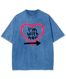 レディースM~Lサイズ ユニセックス ピグメントプリント BIG Tシャツ I’M WHITH HER