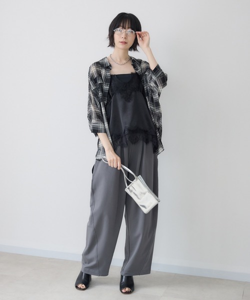 Paradise Picnic（パラダイスピクニック）の「Dignite Collier サテンレースキャミ（キャミソール・レディース・ベージュ/ブラック/ブラウン・FREE）」の4枚目の写真