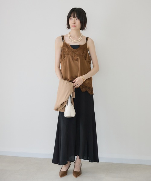 Paradise Picnic（パラダイスピクニック）の「Dignite Collier サテンレースキャミ（キャミソール・レディース・ベージュ/ブラック/ブラウン・FREE）」の10枚目の写真