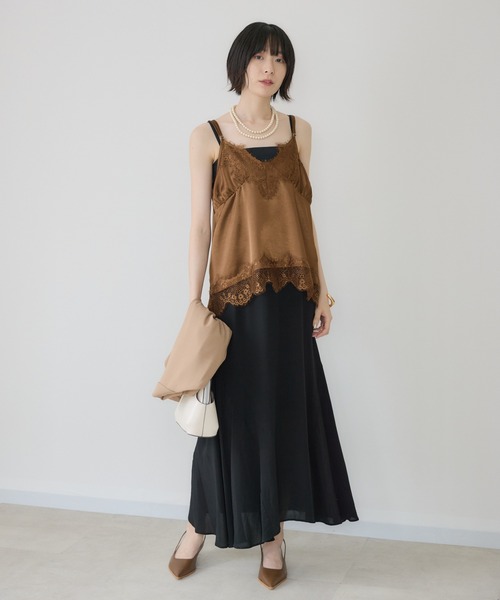 Paradise Picnic（パラダイスピクニック）の「Dignite Collier サテンレースキャミ（キャミソール・レディース・ベージュ/ブラック/ブラウン・FREE）」の11枚目の写真