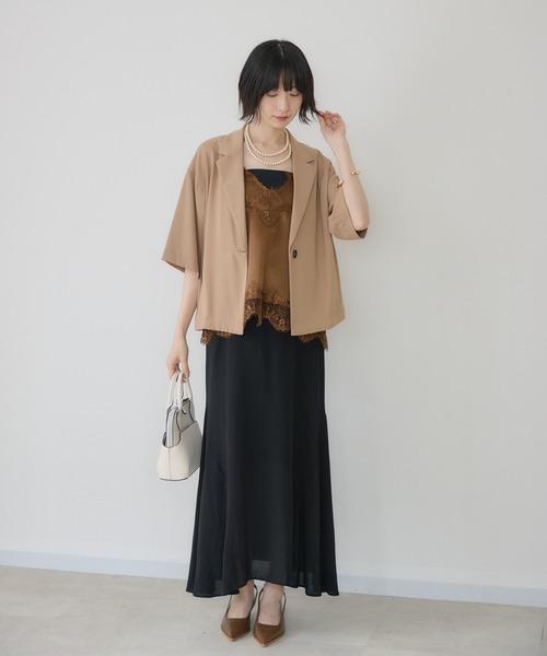 Paradise Picnic（パラダイスピクニック）の「Dignite Collier サテンレースキャミ（キャミソール・レディース・ベージュ/ブラック/ブラウン・FREE）」の19枚目の写真