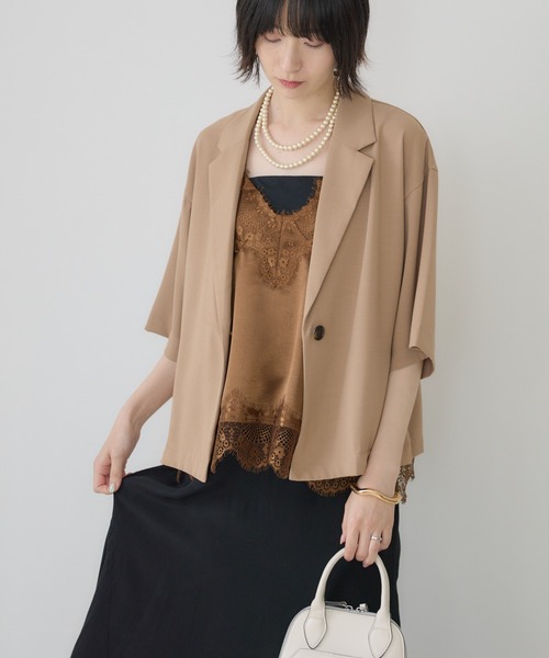 Paradise Picnic（パラダイスピクニック）の「Dignite Collier サテンレースキャミ（キャミソール・レディース・ベージュ/ブラック/ブラウン・FREE）」の21枚目の写真