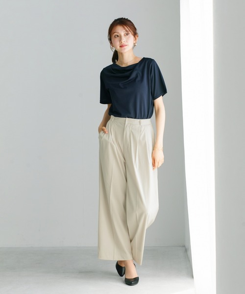 Emilyan(エミリアン)の「【 快適ドライタッチ 】 強撚ポリ・ツータックワイドパンツ(スラックス・レディース・チャコールグレー/ネイビー/キナリ・M)」の11枚目の写真