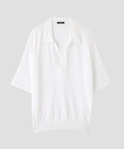 トップス YLEVE / COTTON LINEN KNIT SKIPPER POLO5 セール】YLEVE / COTTON LINEN KNIT SKIPPER POLO（ニット/セーター