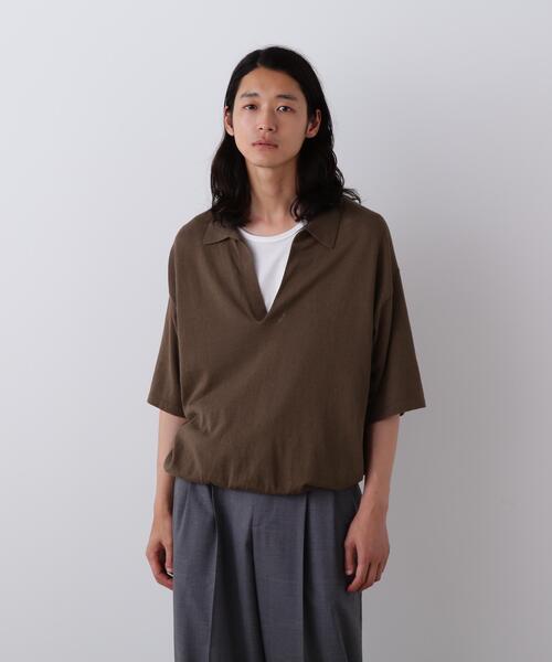 YLEVE / COTTON LINEN KNIT SKIPPER POLO（ニット/セーター）｜YLEVE