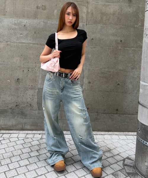 mindseeker girls(マインドシーカーガールズ)の「Side Gathered Cropped T-shirt / サイドギャザークロップドTシャツ(Tシャツ/カットソー・レディース・グレー/ホワイト/ブラック・FREE)」の11枚目の写真