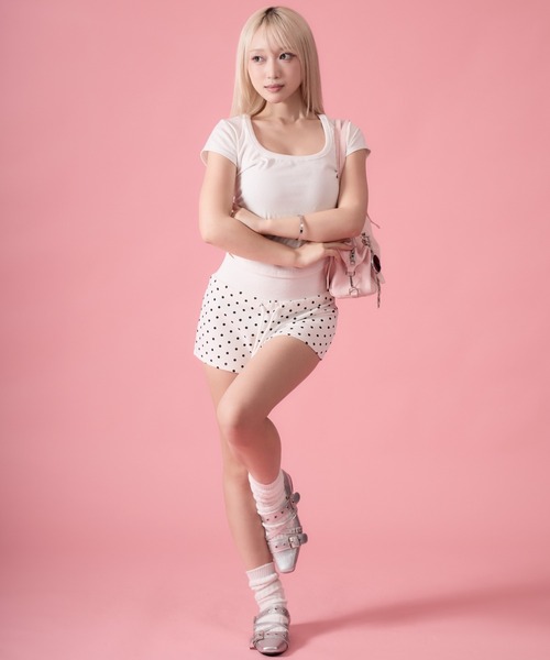 mindseeker girls(マインドシーカーガールズ)の「Side Gathered Cropped T-shirt / サイドギャザークロップドTシャツ(Tシャツ/カットソー・レディース・グレー/ホワイト/ブラック・FREE)」の19枚目の写真