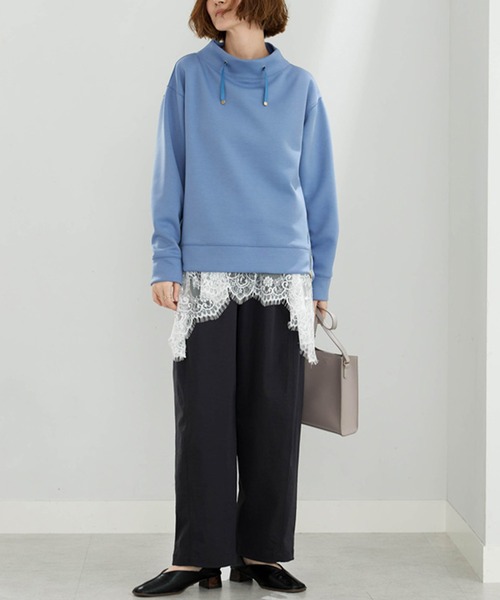BELLUNA PLUS(ベルーナ)の「もっちりん裾ジッププルオーバー(Tシャツ/カットソー・レディース・グレイッシュベージュ/ブルー/ブラウン/ワイン・MEDIUM/LARGE/X-LARGE)」の13枚目の写真