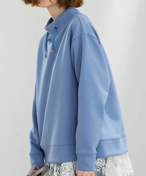 BELLUNA PLUS(ベルーナ)の「もっちりん裾ジッププルオーバー(Tシャツ/カットソー・レディース・グレイッシュベージュ/ブルー/ブラウン/ワイン・MEDIUM/LARGE/X-LARGE)」の11枚目の写真