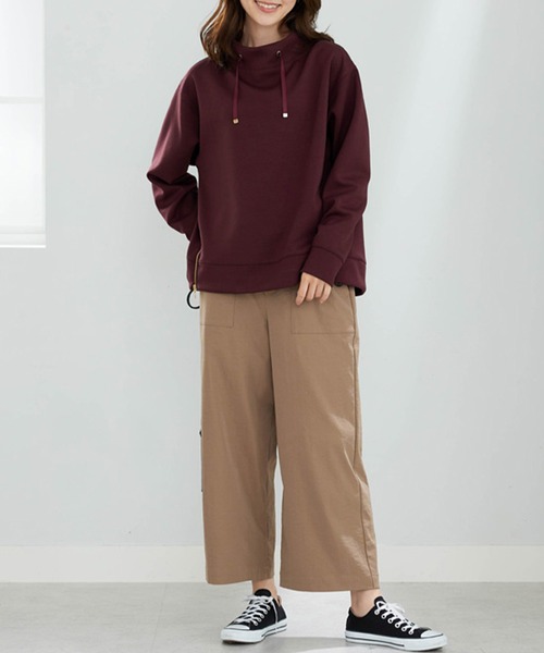 BELLUNA PLUS(ベルーナ)の「もっちりん裾ジッププルオーバー(Tシャツ/カットソー・レディース・グレイッシュベージュ/ブルー/ブラウン/ワイン・MEDIUM/LARGE/X-LARGE)」の16枚目の写真