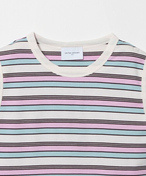 UNITED ARROWS（ユナイテッドアローズ）の「マルチボーダー ノースリーブ Tシャツ（タンクトップ・レディース・オフホワイト/ダークブラウン・FREE）」の7枚目の写真