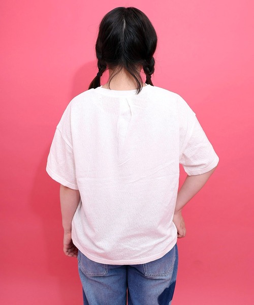 ScoLar(スカラー)の「ScoLar(スカラー) 画家スカラーちゃん ネコ柄Tシャツ(Tシャツ/カットソー・レディース・オフホワイト/ブラック・MEDIUM)」の6枚目の写真
