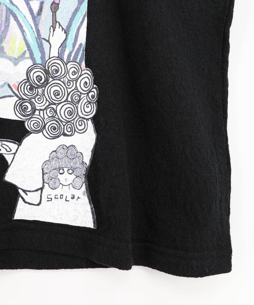 ScoLar(スカラー)の「ScoLar(スカラー) 画家スカラーちゃん ネコ柄Tシャツ(Tシャツ/カットソー・レディース・オフホワイト/ブラック・MEDIUM)」の15枚目の写真